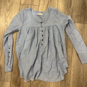 We The Free Light Blue Long Sleeve Blouse
